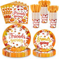 168 Pcs Friendsgiving Dinnerware Set Party Supplies, Serves 24 by EUVBOKW