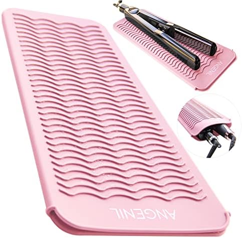 ANGENIL Heat Resistant Silicone Flat Iron Mat Pouch, For Travel Dual Voltage Curling Iron Wand, Hair Straightener, Automatic Wireless Curlers, Crimper Hair Iron, Styling Tools, Curling Brush For Women by ANGENIL