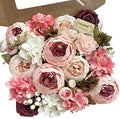 FACINOC Peonies Artificial Flowers Pink Bouquet Box Set Fake Peony Bulk by FACINOC
