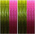 Hot Pink Lime Green Foil Fringe Curtains 4 Pack, Party Backdrop by Unknown