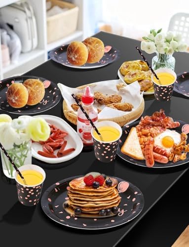 Nkaiso 161 Pcs Black Rosegold Birthday Plates and Napkins Set -20 Serves - Image 5
