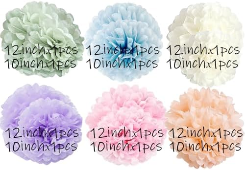 Pastel Rainbow Party Decorations in Colorful Tissue Paper Pom Poms Blush Pink Purple Peach Mint Light Blue Baby Bridal Shower Decorations (Macaron) - Image 4