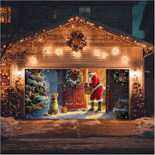 HOMETITUTE Santa Dogs Christmas Garage Cover 13x6ft by HOMETITUTE