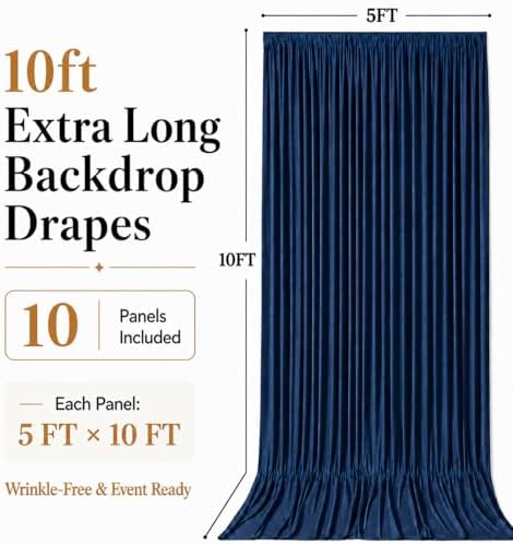 50x10 FT Navy Blue Backdrop Curtains for Weddings, Parties and Photo Booths - Image 5
