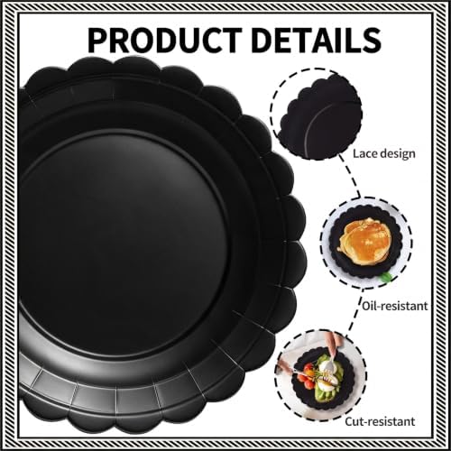 40 Pcs Black Scalloped Paper Plates 7Inch - Image 3