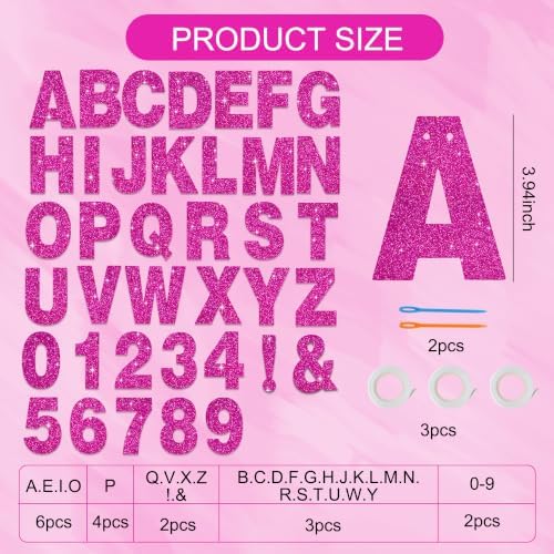 BEISHIDA Glitter Hot pink 116 PCS A-Z DIY Letter Custom Banner Party Decor - Image 2