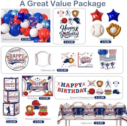 Baseball Birthday Decorations,Serves 20 Guests - Image 3