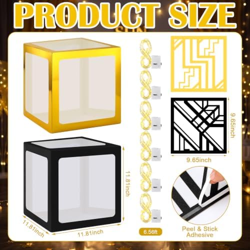 Novabright 6 Sets Roaring 1920s Party Decoration Boxes 12 Inch with Lights - Image 2