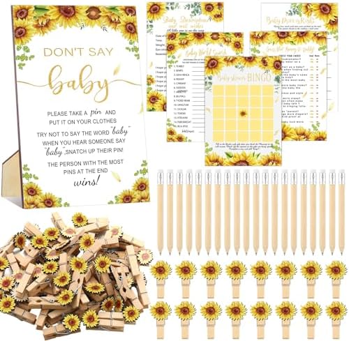 Patelai 321 Pcs Sunflower Baby Shower Decorations Games Supplies, 50 Guests by Patelai