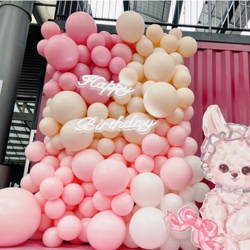412Pcs Pink Balloon Arch Garland Kit,18 12 10 5 Inch Pink White Balloon Arch Garland Kit Include Nude Balloons for Birthday Shower Princess Theme Party Wedding Decorations - Image 5