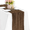 Brown 10FT Cheesecloth Table Runner Boho Gauze Fabric Table Runner Rustic Sheer Runner for Wedding Bridal Baby Shower Birthday Party Boho Table Decor（1 Pack Brown） by JALANCY