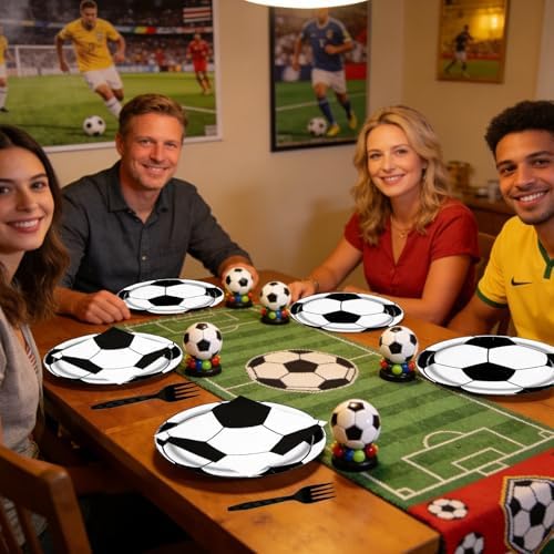 48Pcs Soccer Paper Plates&Napkins Soccer Birthday Party Supplies - Image 5