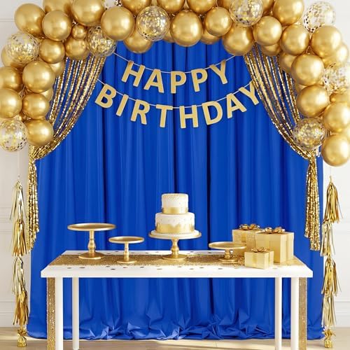 Royal Blue Backdrop Curtains 30ftx10ft Wedding Polyester Photo Drapes - Image 4