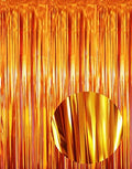 GOER 3.2 ft x 8.2 ft Metallic Tinsel Foil Fringe Curtains Party Photo Backdrop Party Streamers for Birthday,Graduation,New Year Eve Decorations Wedding Decor (Orange,1 Pack) by GOER