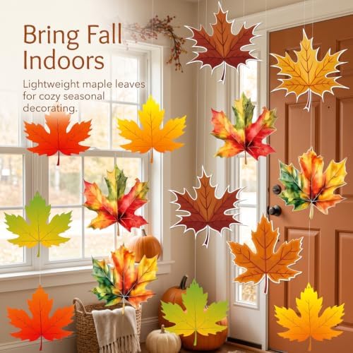 16Pcs Thanksgiving Hanging Swirl Set Party Decorations Autumn Theme Pumpkin Maple Leaf Turkey Orange Brown Red Party Supplies Sign - Image 5