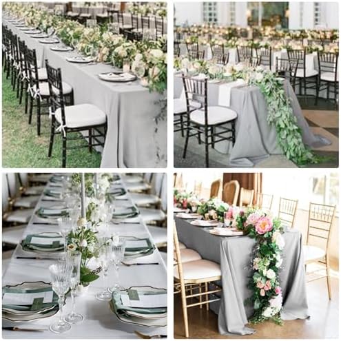 4 Pack Rectangle Tablecloth for 6 Foot Tables Washable Polyester Table Cover for Wedding Dining Table Parties Banquet（60x102 Grey） - Image 6