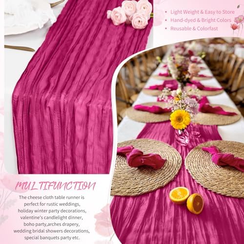 18 Pack Fuschia Cheesecloth Table Runner 17x108 Inches Boho Home Decor - Image 5