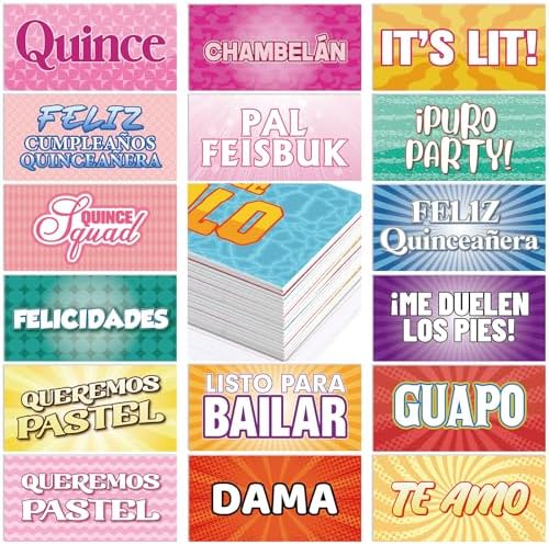 Beeveer 24 Spanish Quinceanera Photo Booth Props, Double Sided PVC Signs by Beeveer