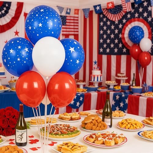 6pcs American Flag Balloon Stands Kit Table Centerpiece Table Decorations for Presidents' Day Anniversary Birthday Wedding Graduation Retirement Party Decorations (Red, White, Blue Flag) - Image 4