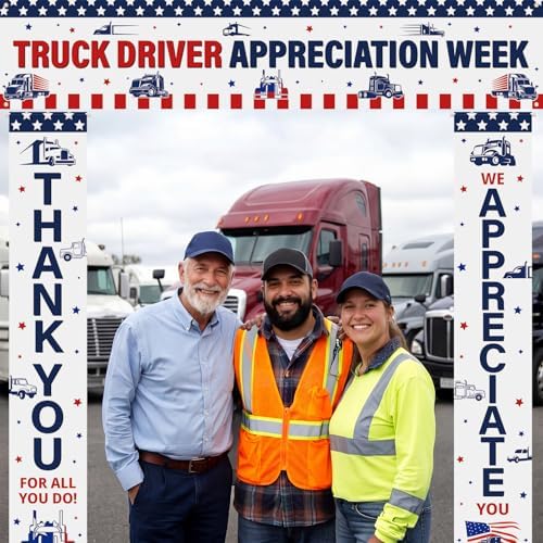 Smoothnovelty 3 Pcs Red and Blue Truck Driver Appreciation Banner - Image 5