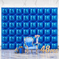 NISOCY 48PCS Metallic Blue Square Foil Balloons Wall Backdrop by NISOCY