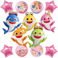 PartyWoo Baby Shark Pink Round Star Mylar Helium Boys Foil Balloons 13pcs by PartyWoo