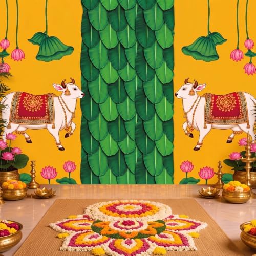 Gilprop Indian Peacock Backdrop for Pooja Decoration, 7 x 5 ft, Pichwai by Gilprop