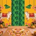Gilprop Indian Peacock Backdrop for Pooja Decoration, 7 x 5 ft, Pichwai by Gilprop