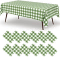 misaya 12 PCS Sage Green White Buffalo Plaid Plastic Disposable Table Cloth by misaya