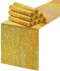 Laser Gold Sequin Table Runner 10 Packs 13 x 72 Inch Sequin Mirror Fabric by MokoHouse