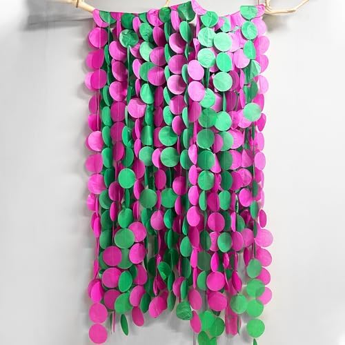 205 Ft Hot Pink and Green Party Decorations Circle Dot Backdrop Garland Tissue Paper Polka Dots Hanging Streamer for Witches Theme Birthday Bachelorette Wedding Engagement Party Supplies - Image 4
