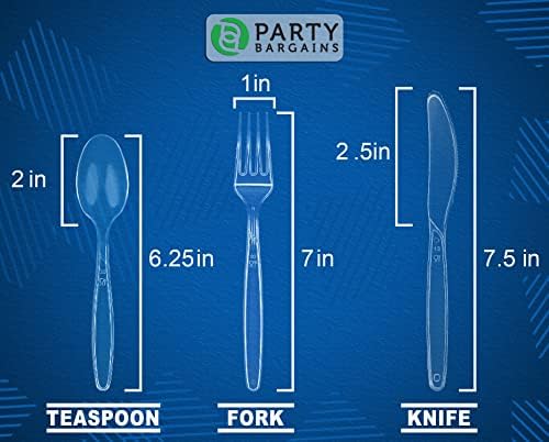 PARTY BARGAINS Disposable Cutlery Set 1440-Piece – Sapphire Settings Clear Plastic Forks Spoons Knives – Heavy-Duty Utensils for Parties Catering Weddings & Events – BPA Free - Image 2