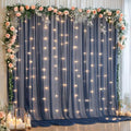 10x10ft Navy Blue Tulle Backdrop Curtain with Lights String for Parties, Sheer Photo Backdrop Drapes for Wedding Baby Shower Birthday Photography Stage Decorations by Partisky