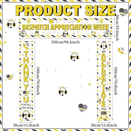 Smoothnovelty 3 Pcs Gold 911 Dispatchers Week Banner - Image 2