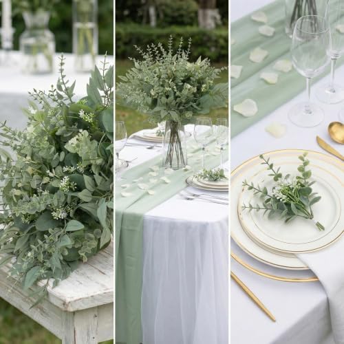 lovemoon 260 Pcs Artificial Mixed Eucalyptus Stems Bulk, 5 Kinds of Faux Greenery Eucalyptus Leaves Bulk for Vase Wedding DIY Bouquets Floral Arrangement Home Decor (260, Green) - Image 5