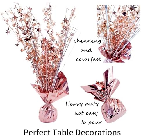 6 Pack Metallic Foil Spray Centerpiece Stars for Wedding, Birthday, Anniversary, Christmas Table Decor, Holiday Festival Baby Shower Graduation Mantle Party Decorations (Rose gold) - Image 3