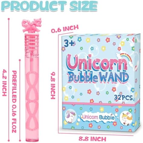 Unicorn Mini Bubble Wand with Gift Box, 32 Piece Bulk Party Favors Decor - Image 2