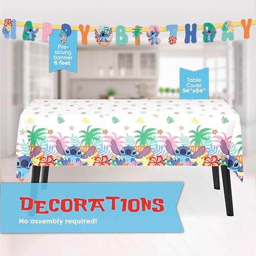 Lilo and Stitch Birthday Decorations for Party with Banner, Table Cloth - Image 3