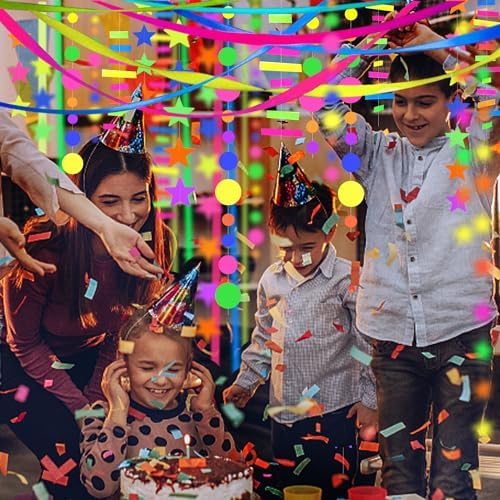 703feet UV Paper Neon Garland Neon Streamers Glow in The Dark Glow Party Supplies and Decorations Glow in The Dark Streamers Blacklight Reactive Fluorescent Black Light Neon Party Supply for Birthday - Image 7