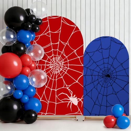 2 Set 6ft 7.2 ft Spider Web Arch Backdrop Covers Stretchy Fabric by Hillsuren