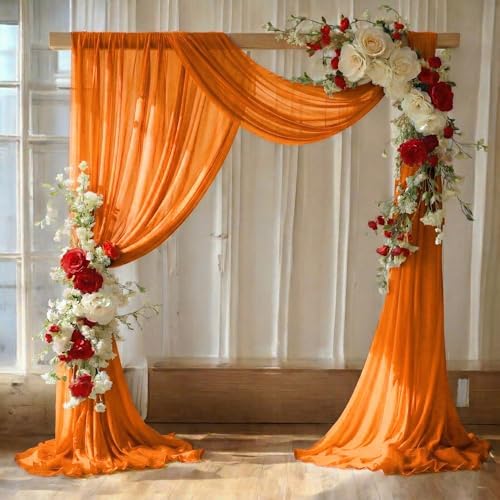 Pack of 2 Wedding Arch Drape Panel Fabric 30" x 75ft - Orange by MDS