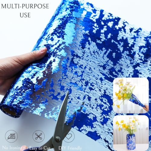 Royal Blue Table Runner, Glitter Metallic Foil Mesh Roll 100 Feet - Image 6