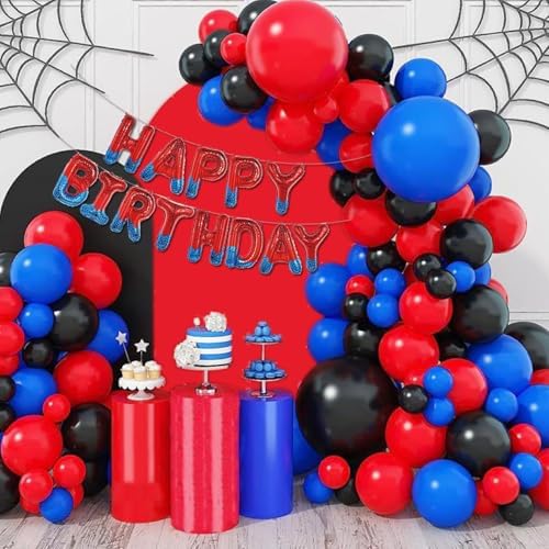 Spider Theme Happy Birthday Letter Balloons Banner, Red and Blue, Party Decoration - Image 3