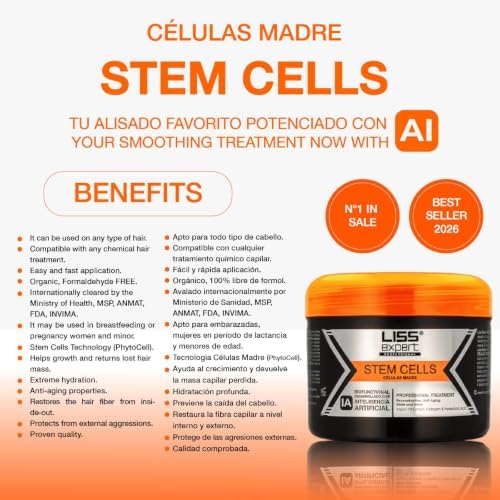 Liss Expert Stem Cells Smoothing Treatment – Organic Keratin & Argan Oil – for Frizz-Free Repair & Shine – Professional Straightening(250 ml-Shoulder Length) - Image 3