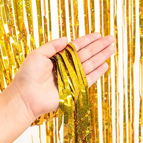 Gold Fringe Curtain Tinsel Backdrop Pack of 2 - Image 6