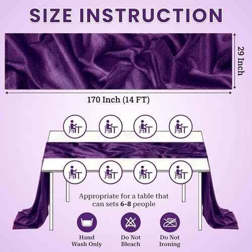 Pack of 10 Chiffon Table Runners 29 x 120 Inch, 14FT Long - Cadbury Purple - Image 3