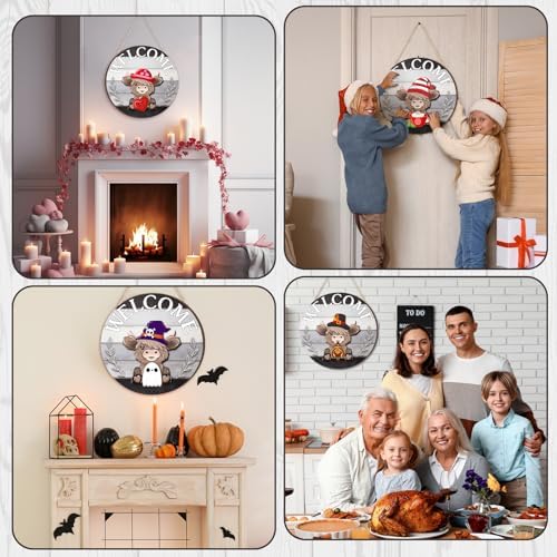 Vicenpal 35 Pcs Fall Interchangeable Highland Cow Welcome Sign, Dark Gray - Image 5