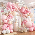 412Pcs Pink Balloon Arch Garland Kit,18 12 10 5 Inch Pink White Balloon Arch Garland Kit Include Nude Balloons for Birthday Shower Princess Theme Party Wedding Decorations by PAXILE