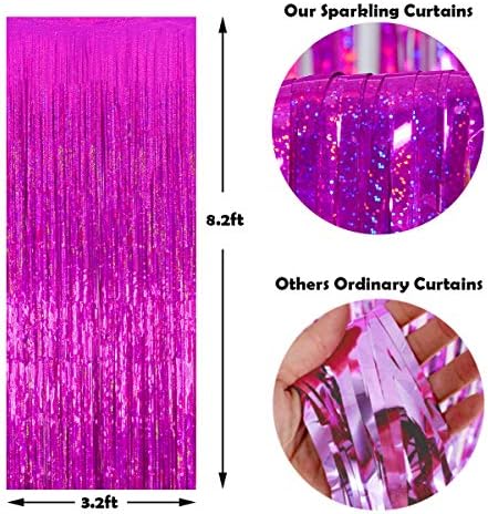 Rose Red Fringe Curtain Backdrop 3 Pack, 3.2 x 8.2 FT Decorations - Image 6