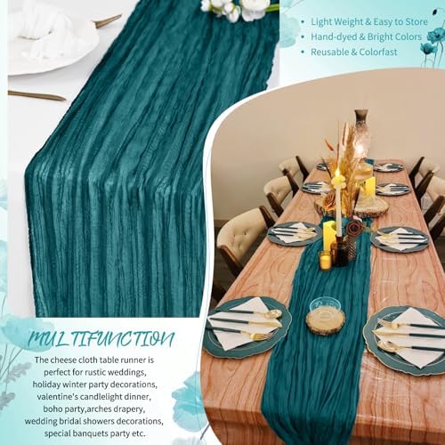 30 Pack Teal Cheesecloth Table Runner 17x108 Inches Boho Home Decor - Image 5